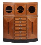 JUGENDSTIL INLAID OAK VITRINE