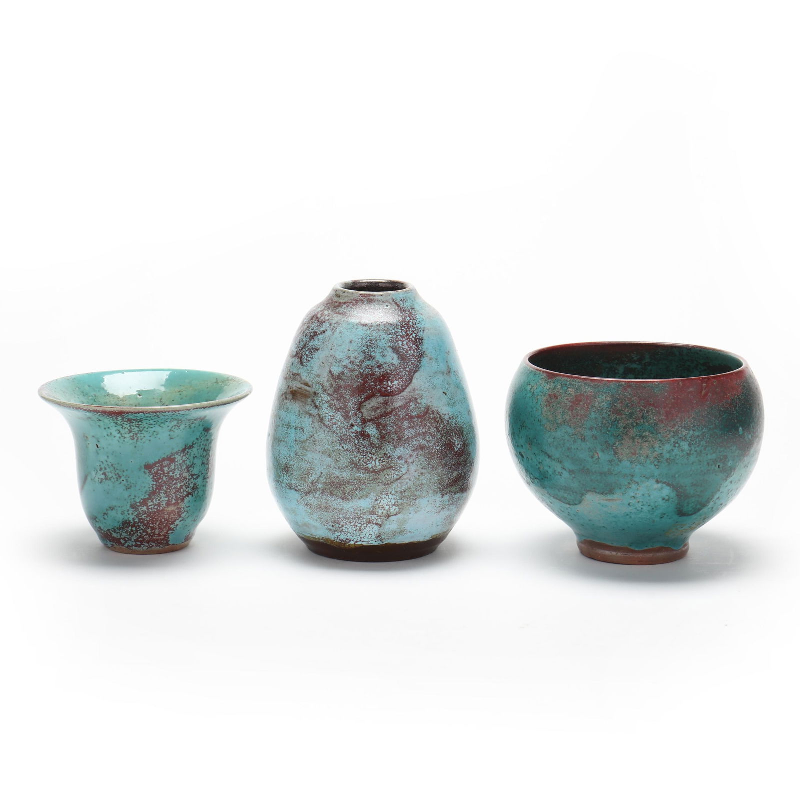 JUGTOWN POTTERY, THREE CHINESE BLUE