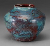 Jugtown Red and Blue Glaze Vas