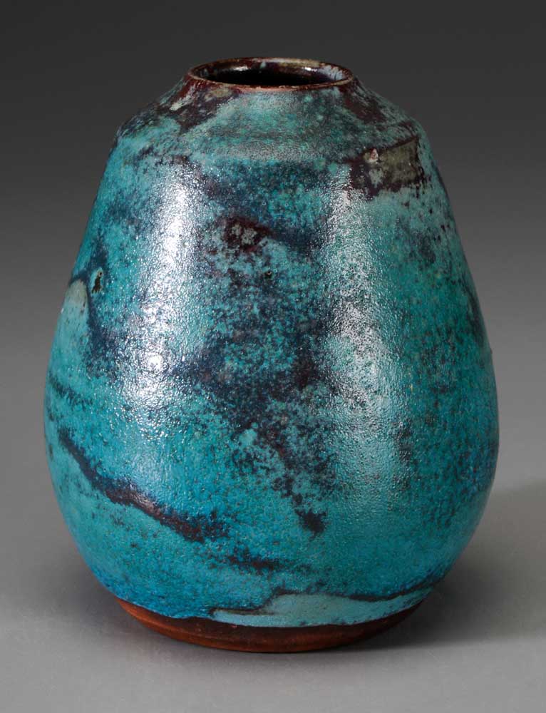 Jugtown Red and Blue Glaze Egg Vase