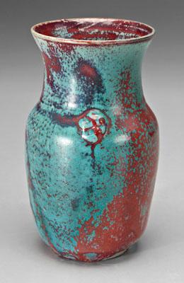 Jugtown red/blue glazed jar,