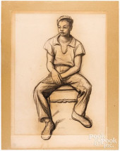 JULIUS BLOCH CHARCOAL SKETCH<b