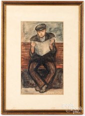 JULIUS BLOCH WATERCOLOR PORTRA