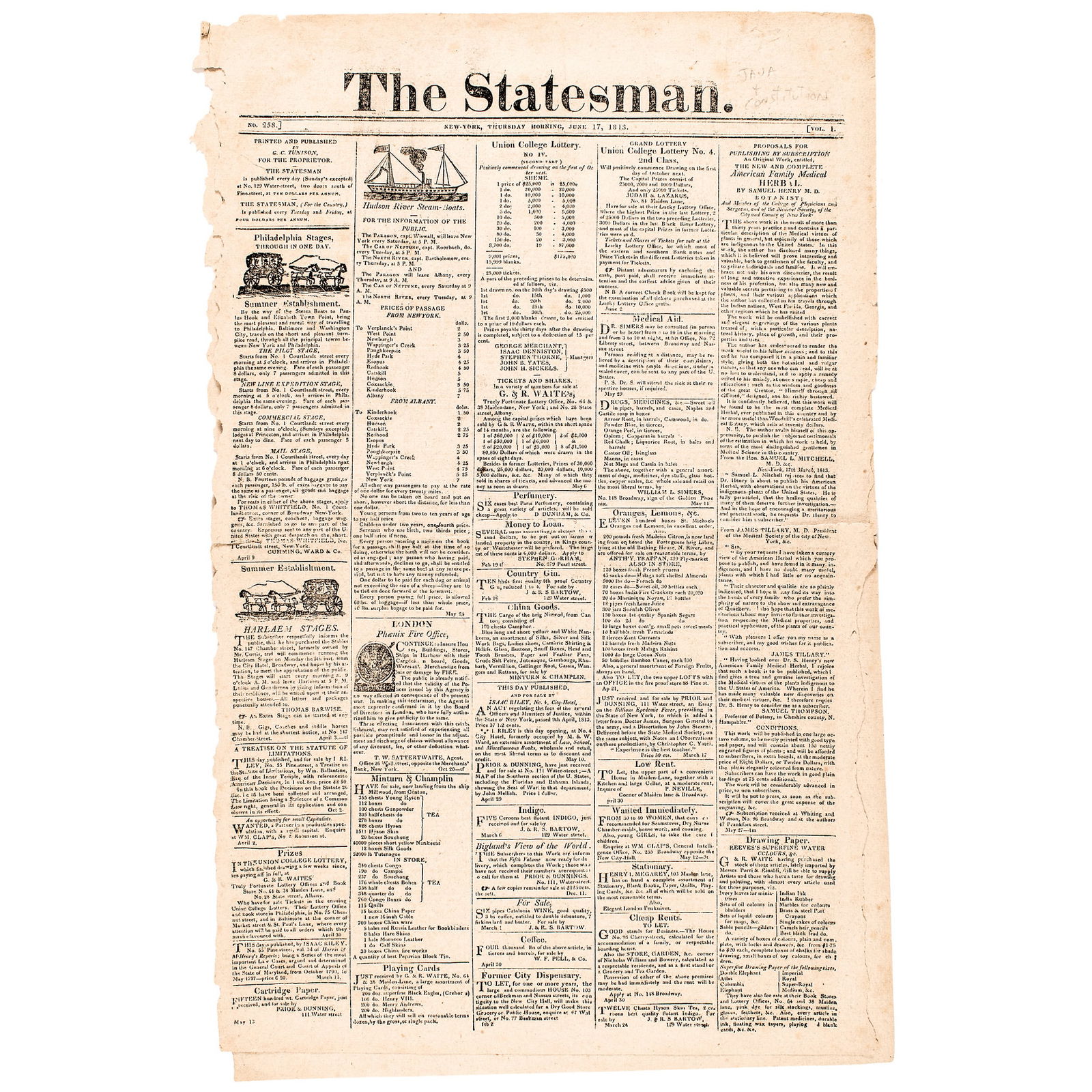 JUNE 17, 1813-DATED WAR OF 1812