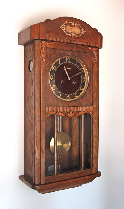 JUNGHANS ART DECO WALL CLOCK: Oak
