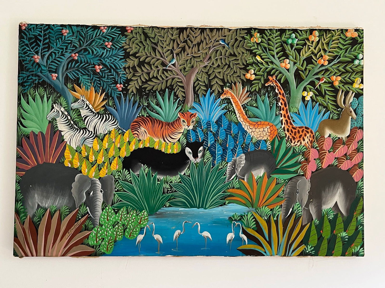 JUNGLE PAINTING, ACRYLIC ON