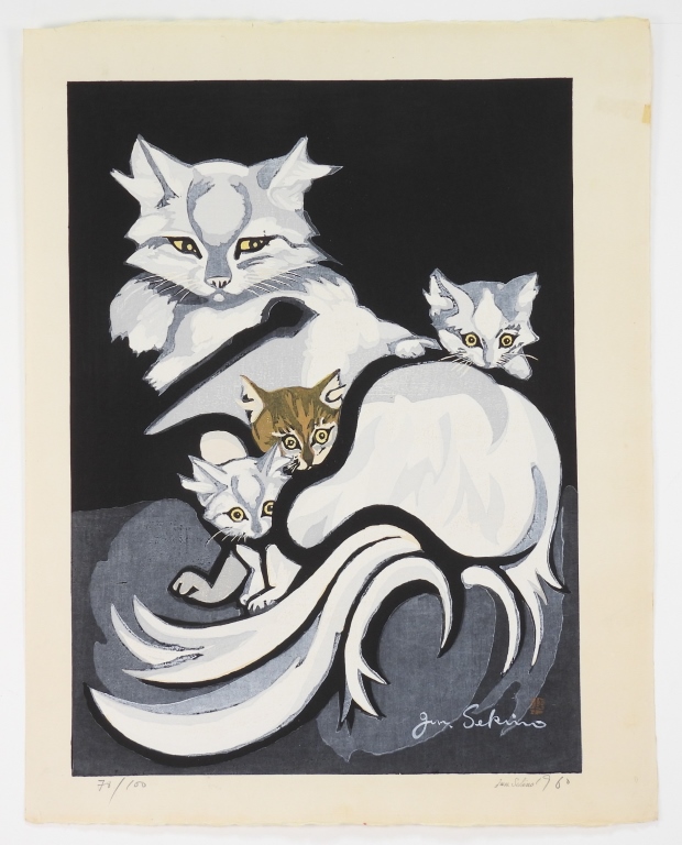 JUNICHIRO SEKINO CAT WOODBLOCK