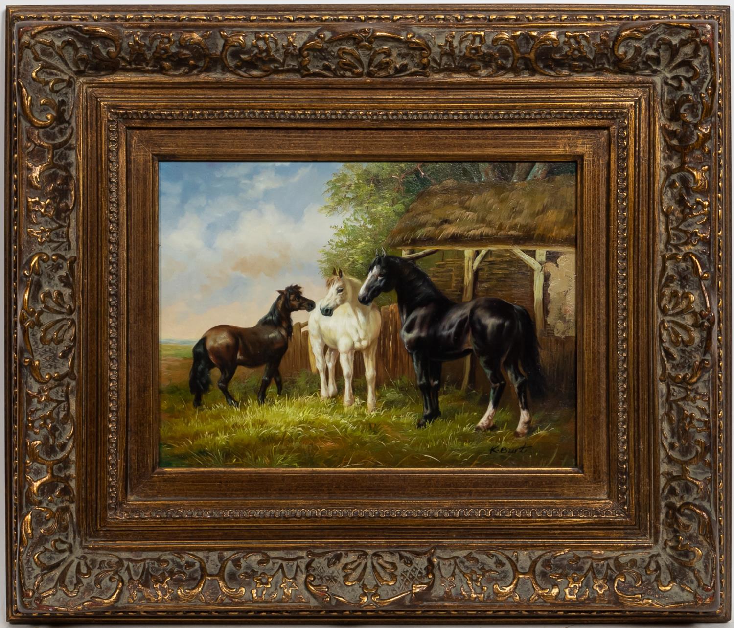 K. BURT SIGNED EQUESTRIAN OIL ON