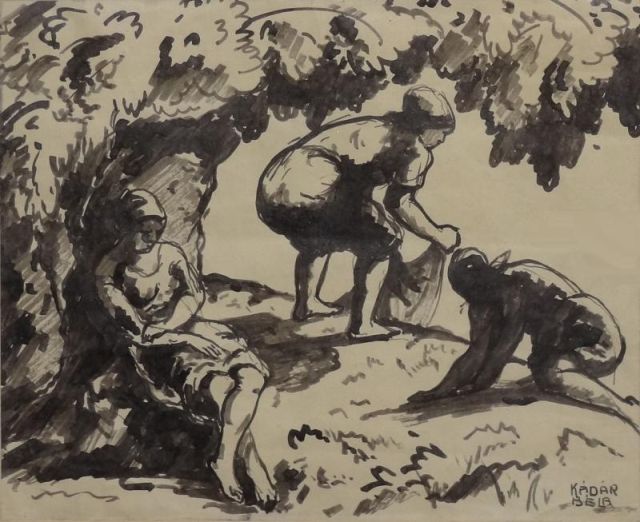 KADAR Bela. Ink Wash. Three Women