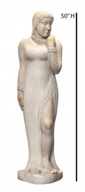 KAHAN SIGNED CARVED STONE WOMA
