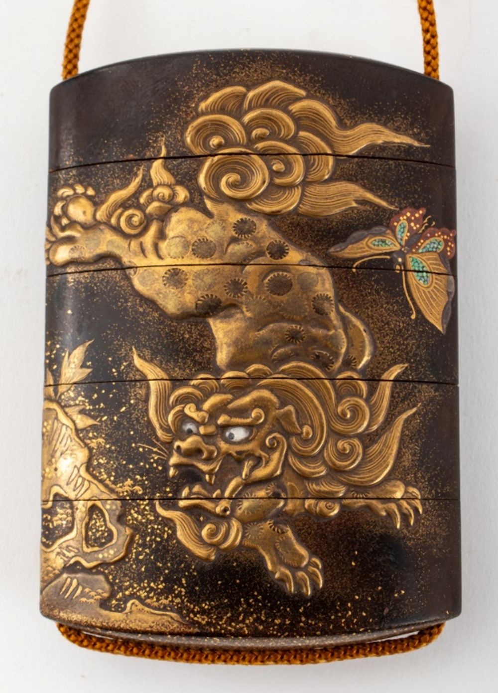 KAJIKAWA SIGNED GILT LACQUER INRO