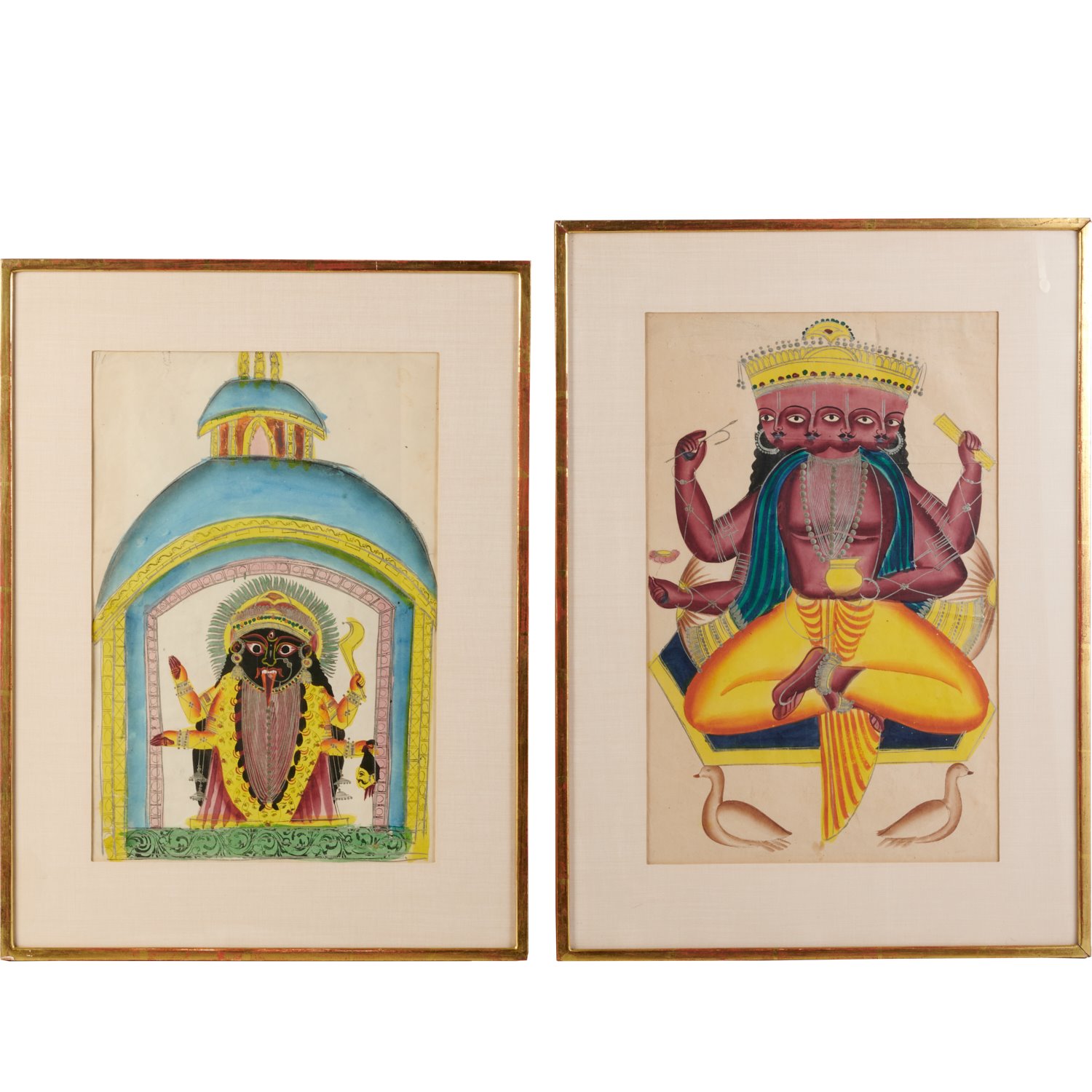 KALIGHAT SCHOOL, (2) PAINTINGS OF