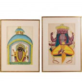 KALIGHAT SCHOOL, (2) PAINTINGS