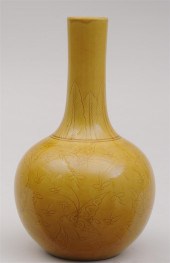 KANG XI YELLOW-GLAZED PORCELAI