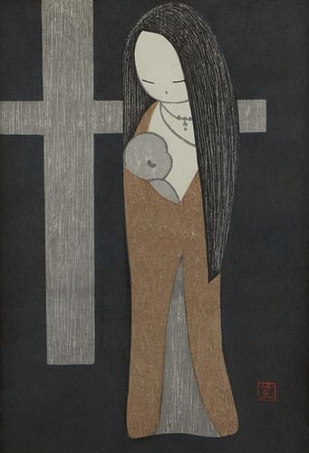KAORU KAWANO MARY & CHILD WOODBLOCK