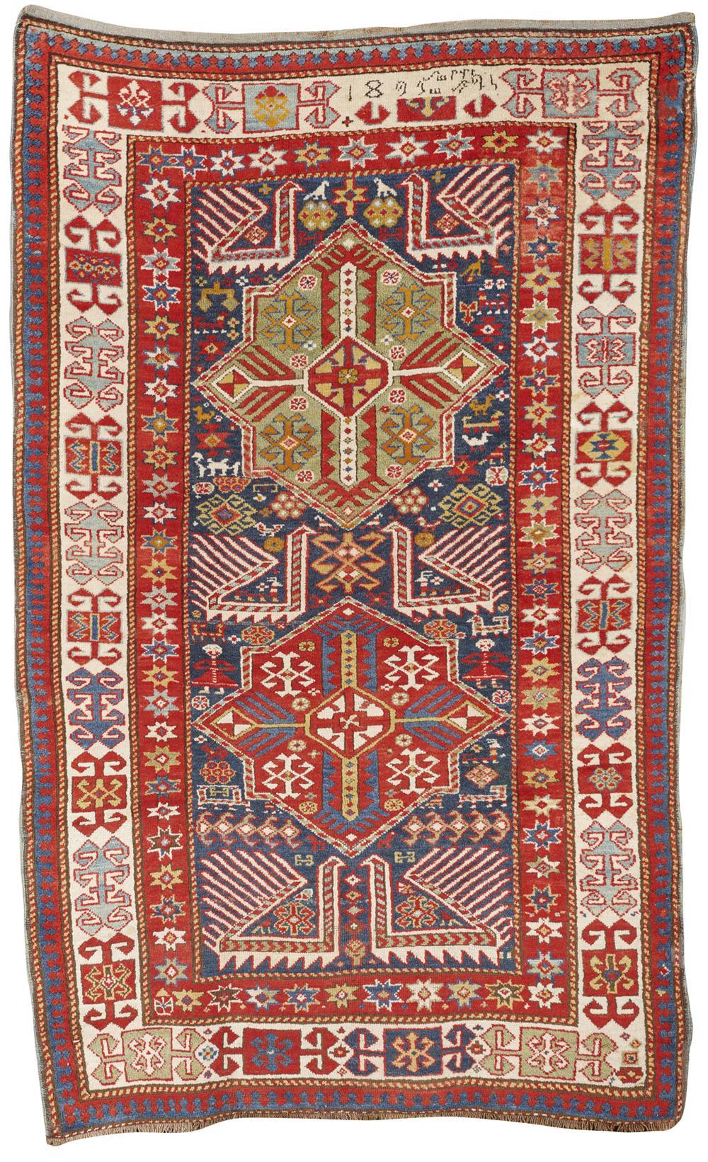 KARABAGH RUG, CAUCASUS, DATED 1893;