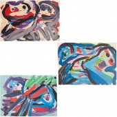 KAREL APPEL, (3) LITHOGRAPHS,