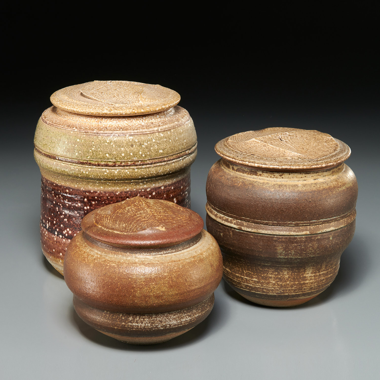 KAREN KARNES, (3) LIDDED VESSELS c.