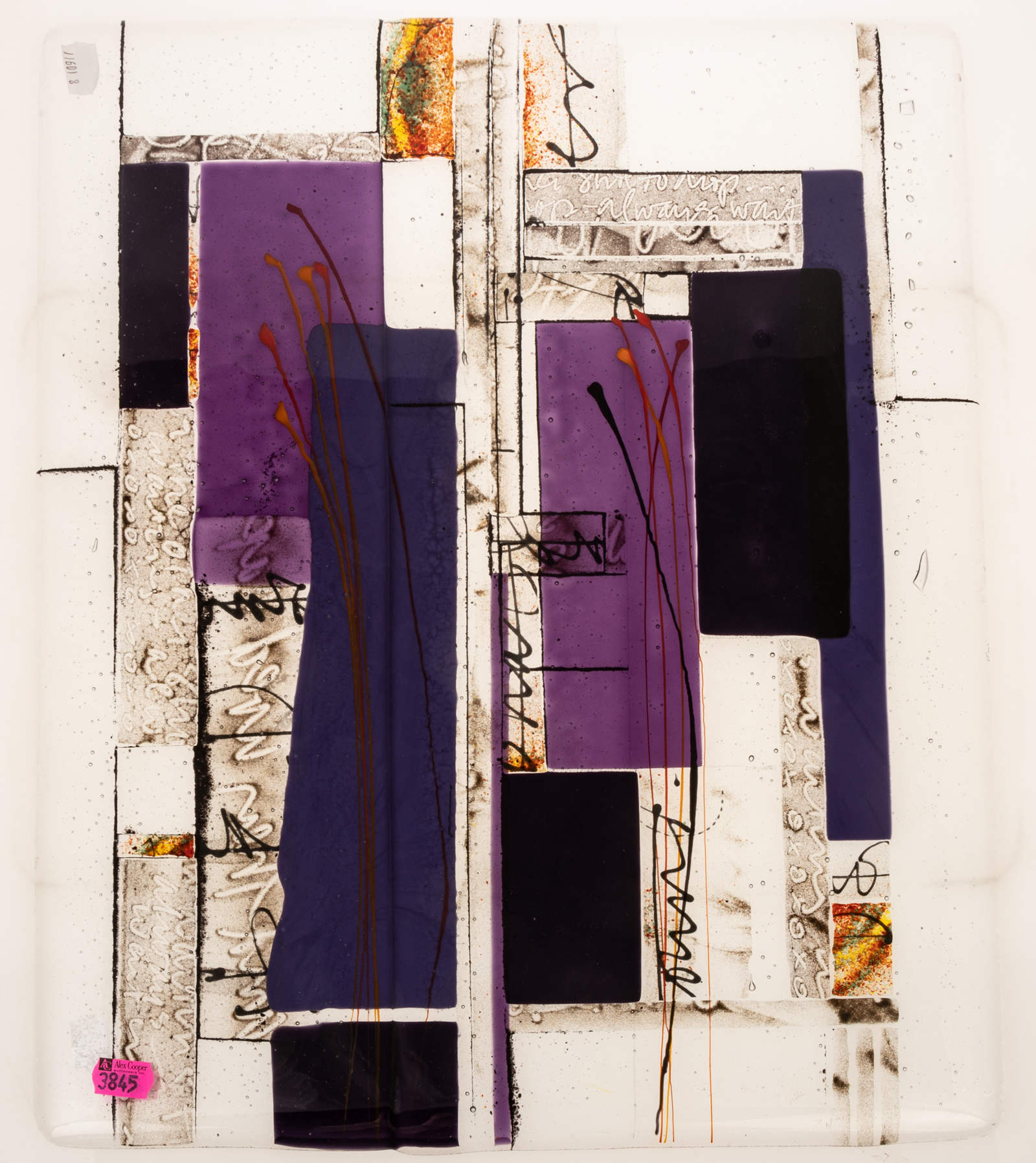 KARI MINNICK. ABSTRACT GLASS PLAQUE