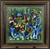 KARL DRERUP FRAMED ENAMEL PLAQ
