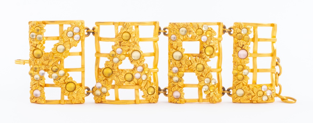 KARL LAGERFELD GOLD TONE FLORAL