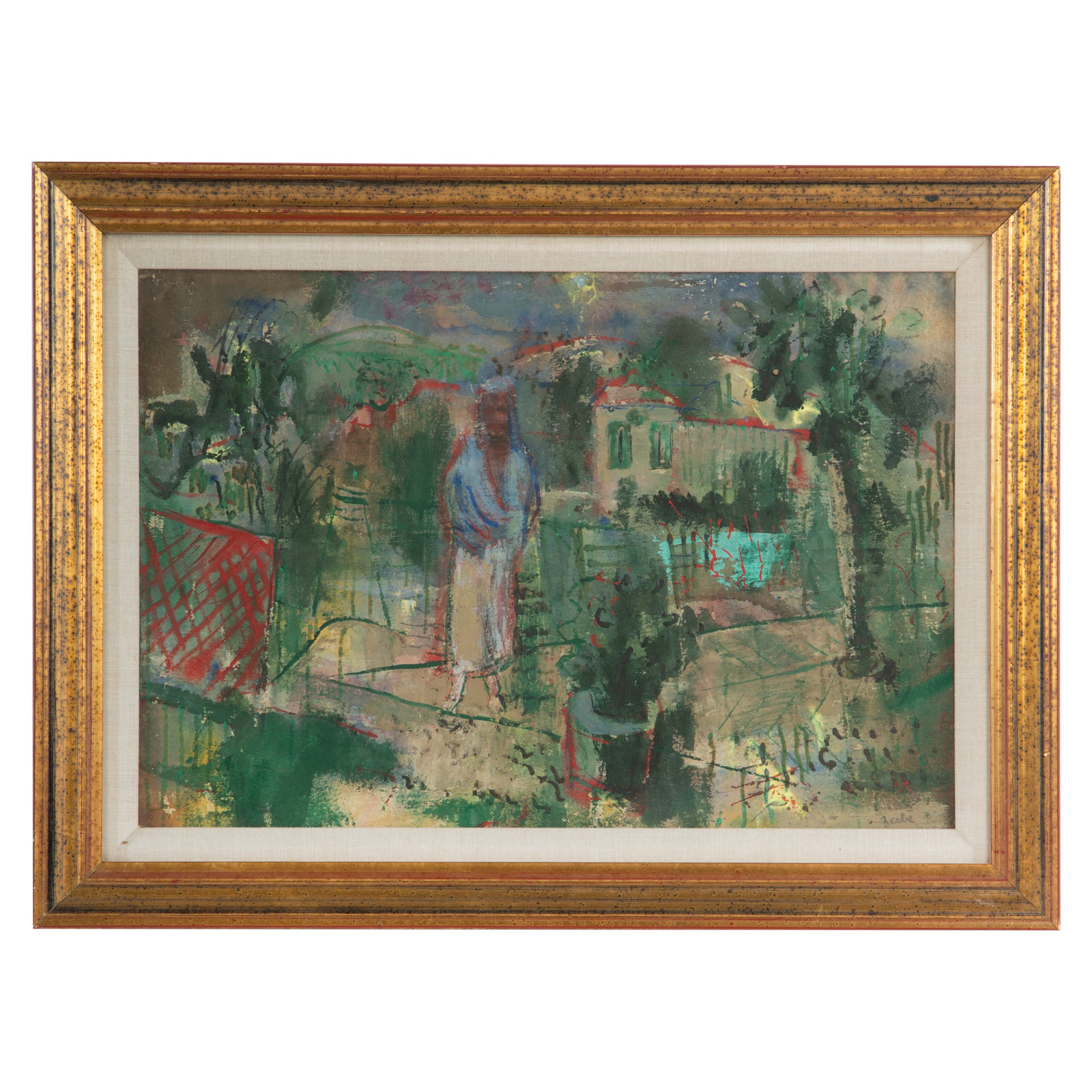 KARL ZERBE. TOWN VIEW WITH