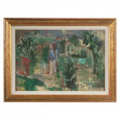 KARL ZERBE. TOWN VIEW WITH FIG