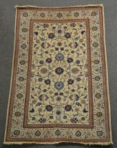 Kashan Area RugCream field wit