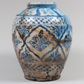 KASHAN BLUE GLAZED POTTERY JAR