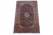 KASHAN SILK THROW RUGred and b