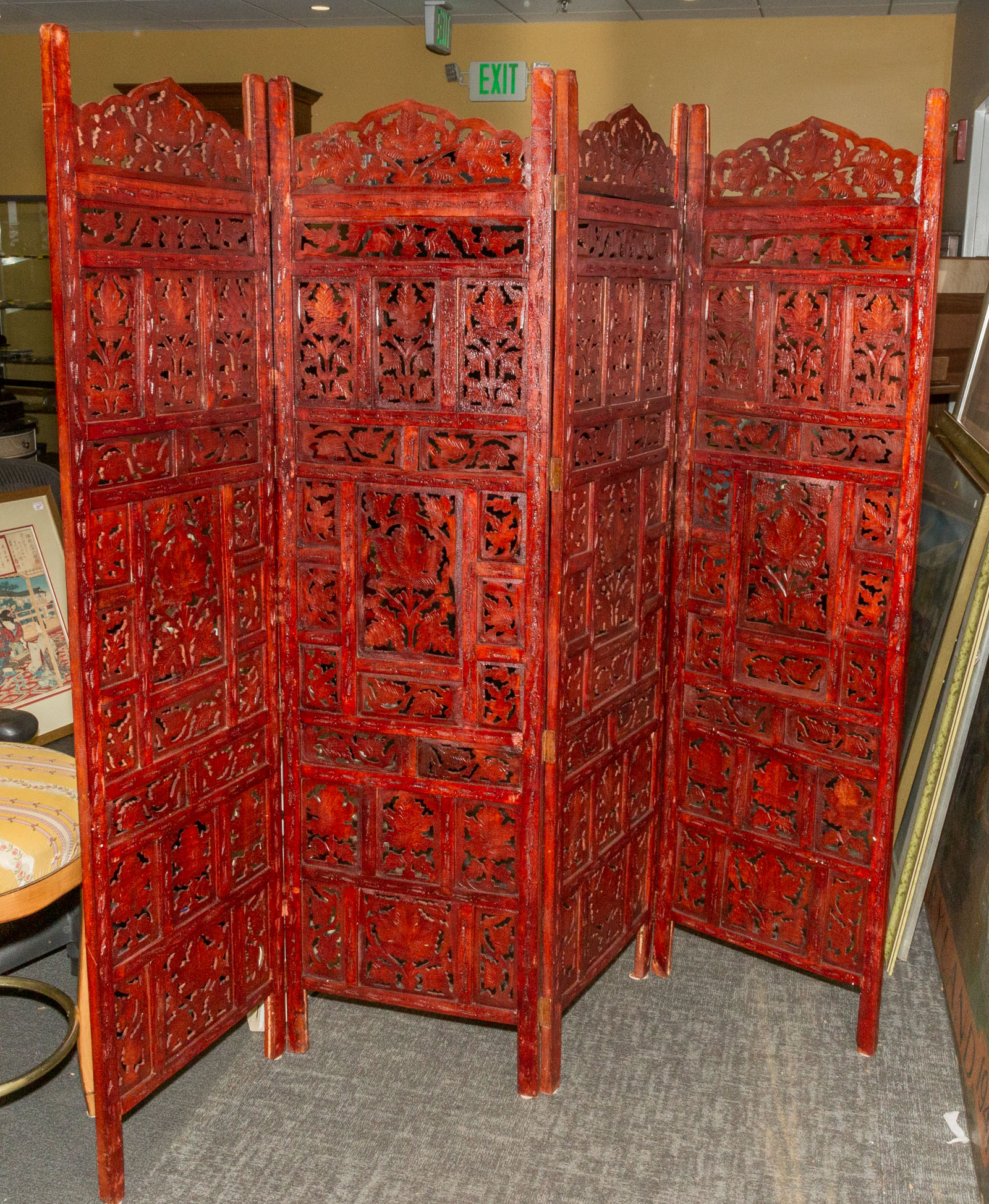 KASHMIRI FOUR PANEL CARVED WOOD