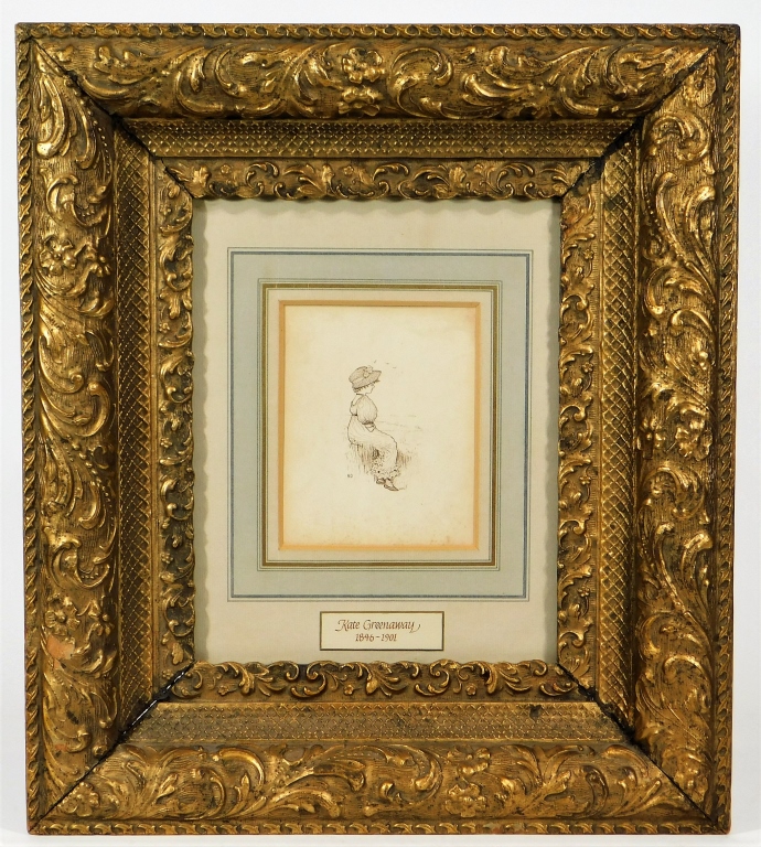KATE GREENAWAY INK DRAWING OF A