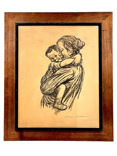 KATHE KOLLWITZ BOY WITH ARMS AROUND