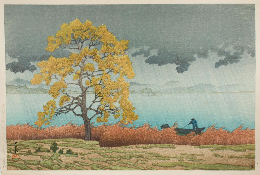 KAWASE HASUI - RAIN BY LAKESIDE