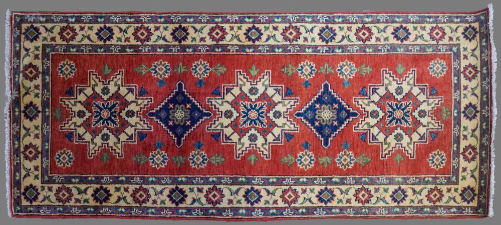 KAZAK HAND KNOTTED WOOL RUNNER