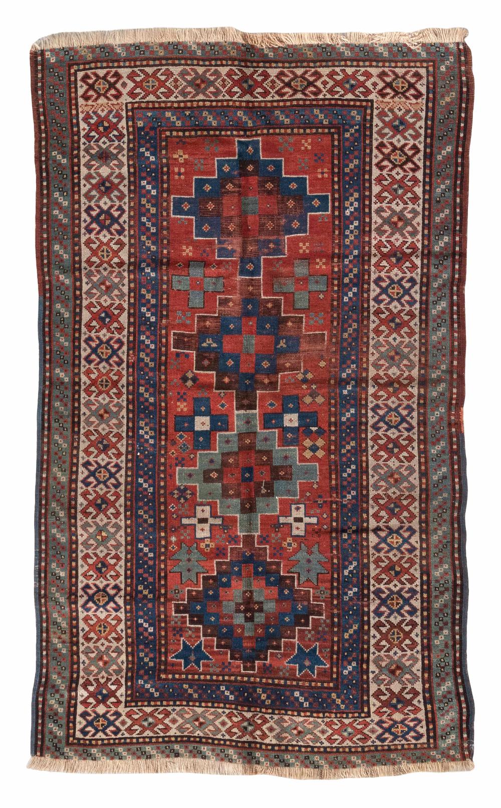 KAZAK RUG: 3’10” X 6’6” LATE 19TH