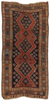 KAZAK RUG: 3'9" X 7'4" 19TH CE