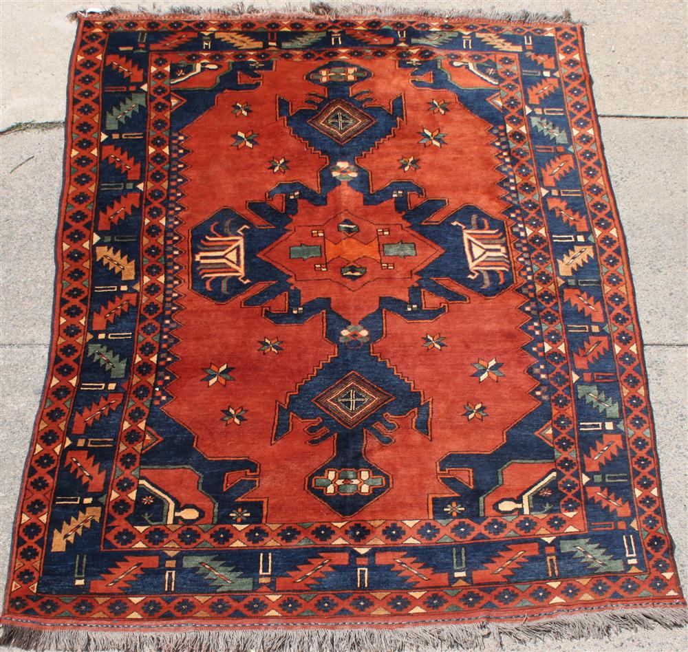 KAZAK TRIBAL RUG brick field with