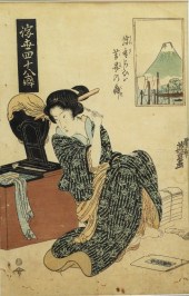 KEISAI EISEN GEISHA GIRL WOODB