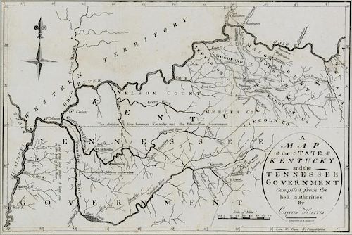 KENTUCKY AND TENNESSEE MAP, 1796