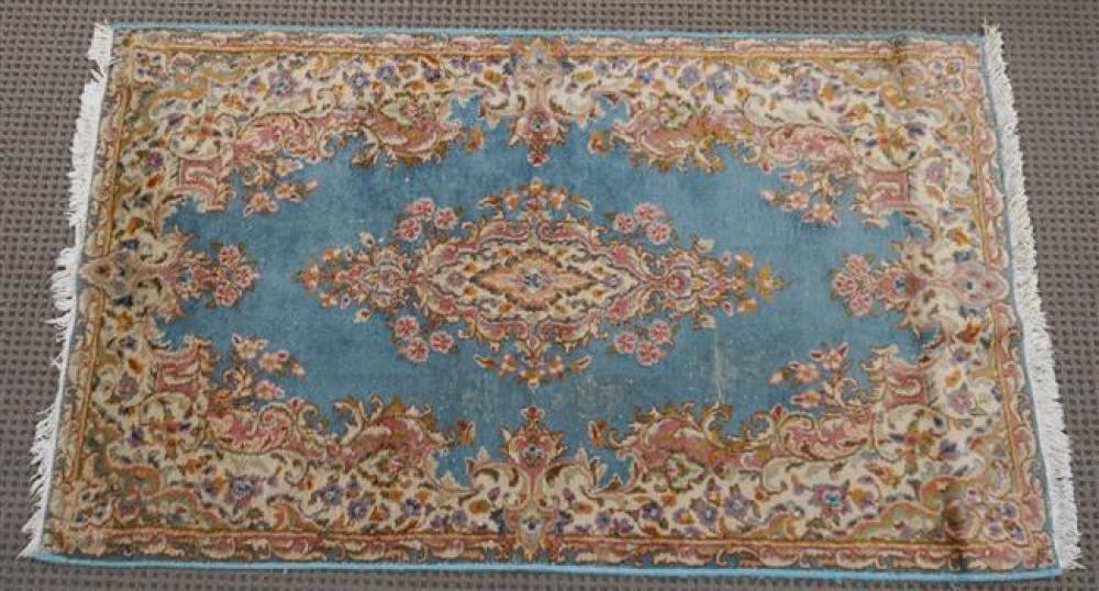 KERMAN BLUE GROUND RUG (WORN), 2 FT