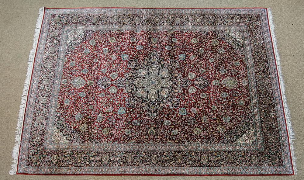 KESHAN SILK RUG, POST 1950, 12 FT X