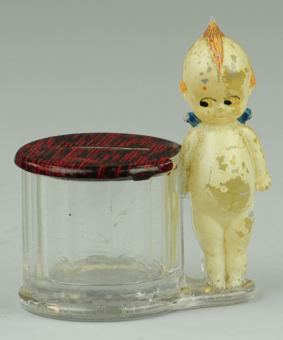 KEWPIE AT BARREL GLASS STILL BANK