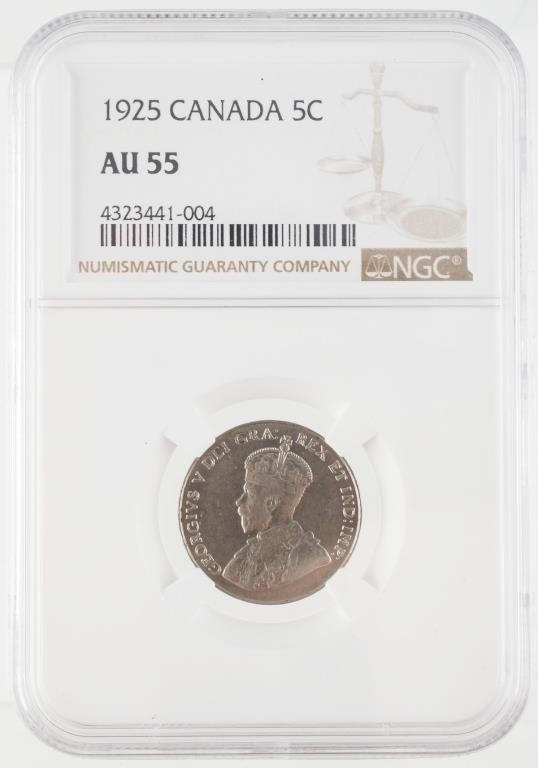 KEY DATE 1925 CANADA 5C NICKEL