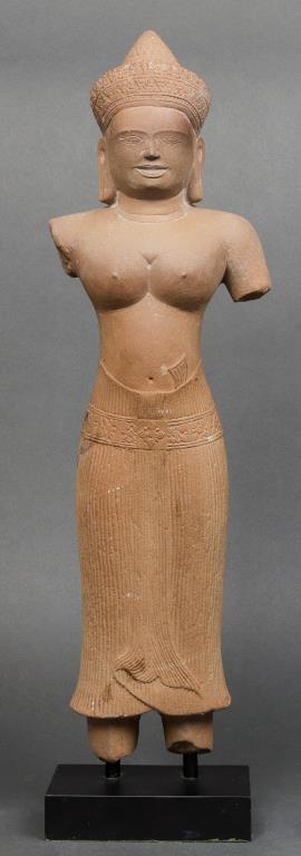 KHMER SANDSTONE FIGURE OF FEMALE
