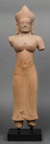 KHMER SANDSTONE FIGURE OF FEMA