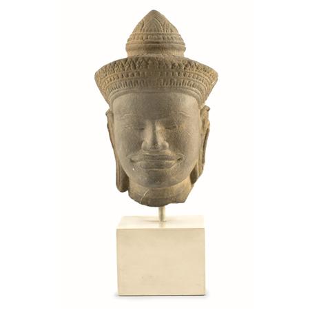 Khmer Sandstone Head 	 