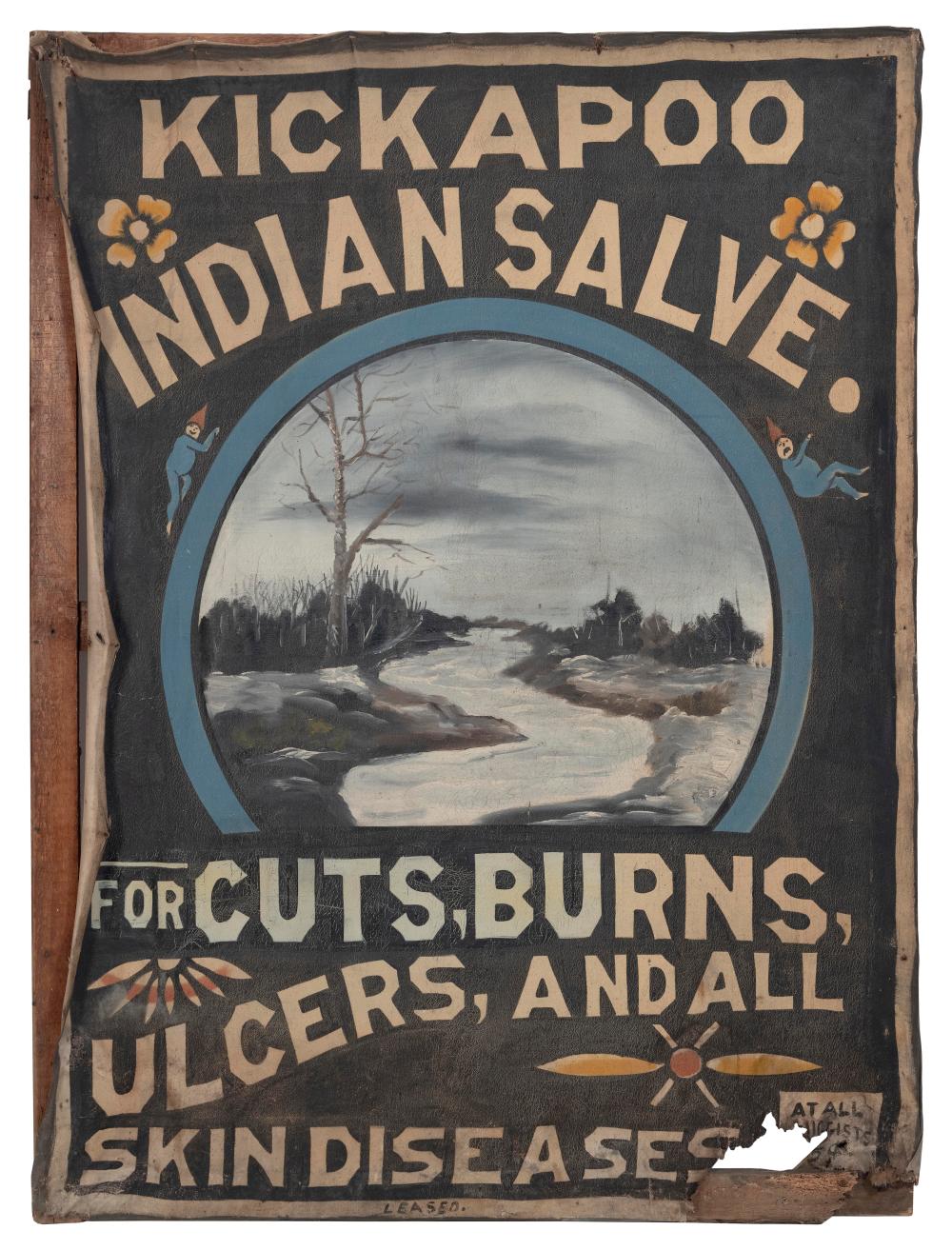 "KICKAPOO INDIAN SALVE." PAINTED