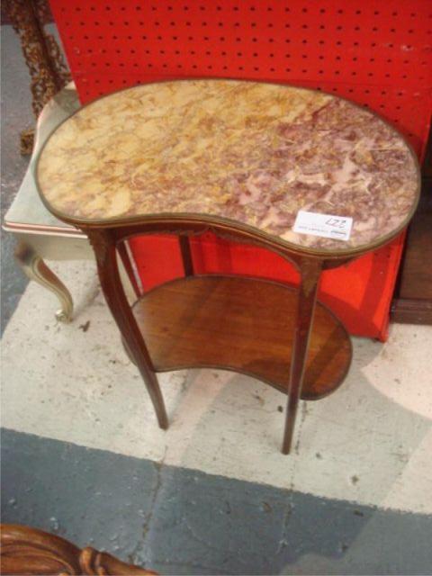 Kidney Shape Marbletop And Gilt