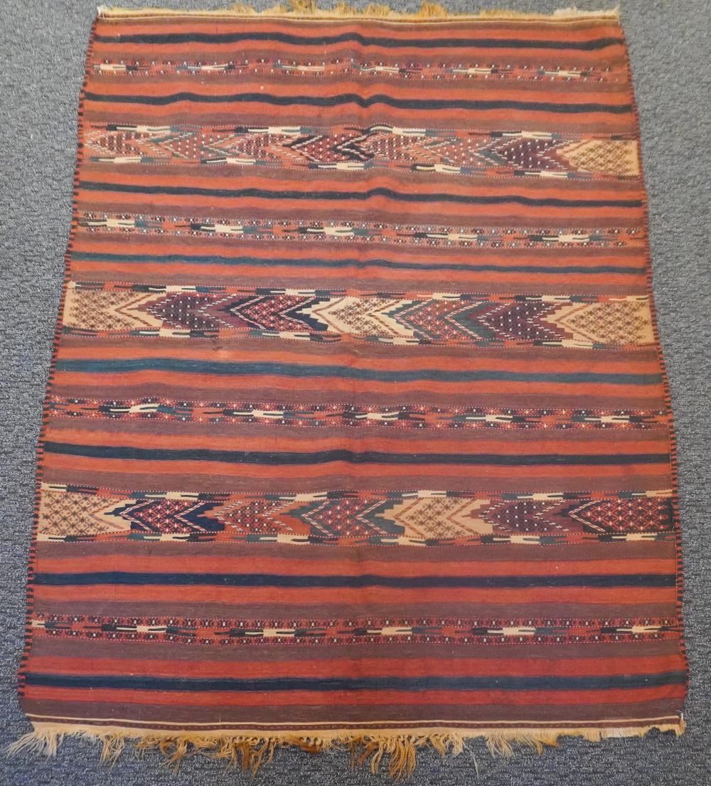 KILIM RUG AND TURKOMAN RUG, 5 FT
